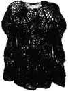 Comme Des Garçons Open Crochet Spider Web Knit Sweater In Black