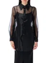Comme Des Garçons Layered Wool Mesh And Tulle Shirt