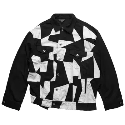 Pre-owned Comme Des Garcons Black Comme Des Garçons Black Patchwork Twisted Trucker Jacket 'black' | Men's Size Xl