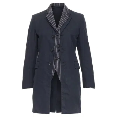 Comme Des Garçons Comme Des Garcons Black Pinstripe Cotton Double Layered Coat