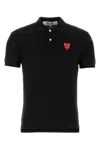 Comme Des Garçons Heart Logo Slim Fit Polo In Black