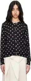 Comme Des Garçons Black Polka Dots Pattern Print Cardigan In Black