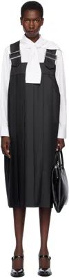 Comme Des Garçons Black Polyester Gabardine Midi Dress In Black