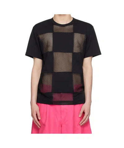 Comme Des Garçons Black Polyester Piqué X Mesh T-shirt