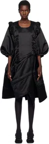 Comme Des Garçons Black Polyester Satin Thick Midi Dress In Black