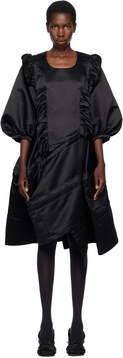 Comme Des Garçons Black Polyester Satin Thick Midi Dress