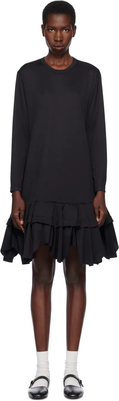 Comme Des Garçons Black Polyester Smooth & Nylon Hard Tulle Midi Dress