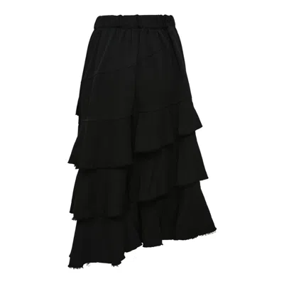 Comme Des Garcons Black Polyester Soft Twill Layered Skirt In Black