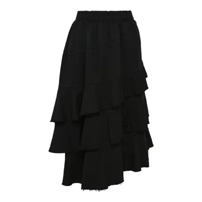 Comme Des Garcons Black Polyester Soft Twill Layered Skirt In Black
