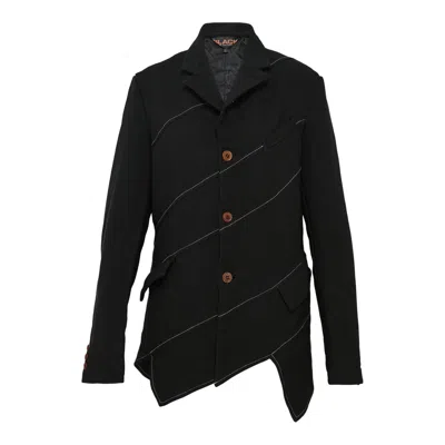Comme Des Garcons Black Polyester Thick Gabardine Jacket In Black