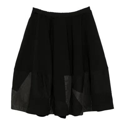 Comme Des Garcons Black Polyester Thick Patchwork Skirt In Black