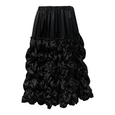 Comme Des Garcons Black Polyester Thin Satin Gathered Skirt In Black