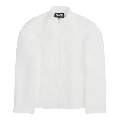 Comme Des Garcons Black Polyester Twill Frills Jacket In White