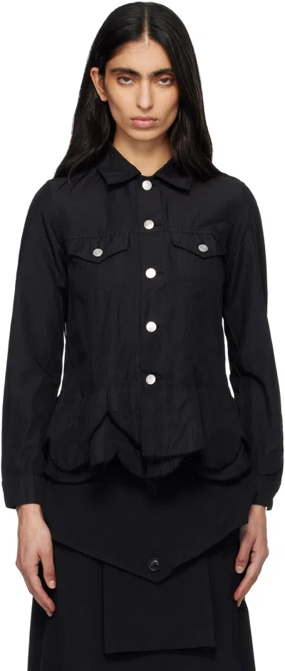 Comme Des Garçons Black Polyester Twill Garment Dyed Jacket
