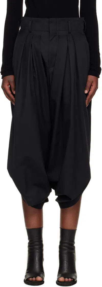 Comme Des Garçons Black Polyester Wool Gabardine Trousers