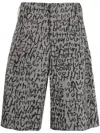 Comme Des Garçons Bermuda Shorts Featuring All-over Print And Button Detail In Black