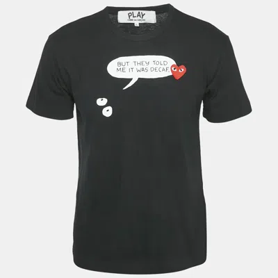 Pre-owned Comme Des Garçons Black Printed Jersey T-shirt L