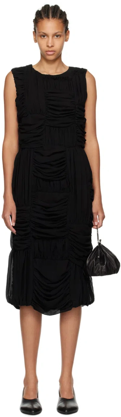 Comme Des Garçons Black Ruched Midi Dress In 1 Black