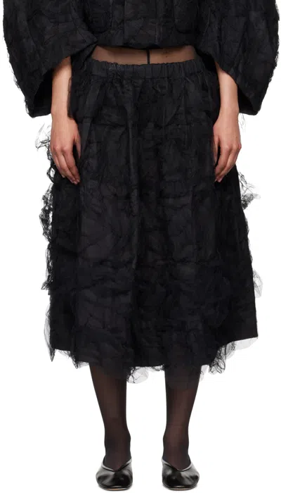 Comme Des Garçons Black Ruched Midi Skirt In 1 Black