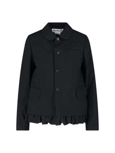Comme Des Garçons Black Ruffled Trim Rounded Collar Jacket