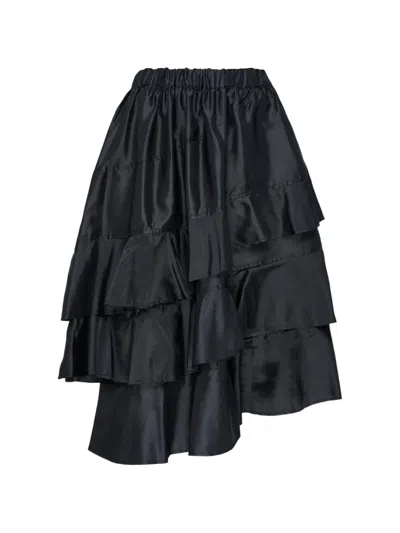 Comme Des Garcons Black Ruffle-tiered Asymmetrical Skirt In Black