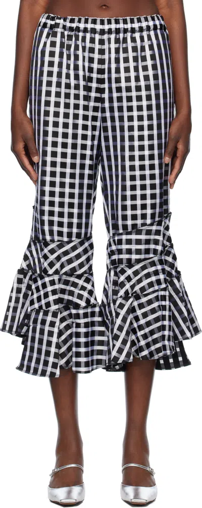 COMME DES GARÇONS BLACK SATIN CHECK TROUSERS