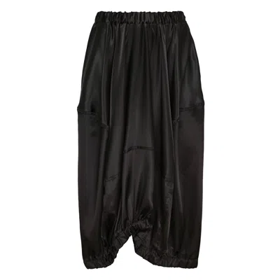 Comme Des Garcons Black Satin Draped Skirt In Black