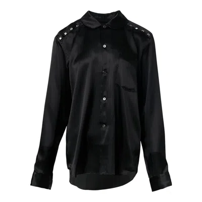 Comme Des Garcons Black Satin Studs Long Sleeve Shirt In Black