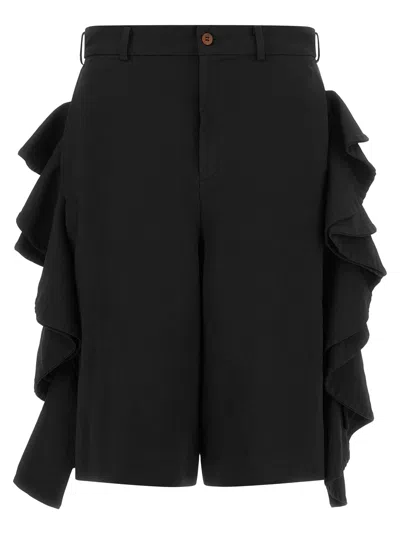 Comme Des Garcons Black Sculptural Ruffle Bermuda Shorts In Black