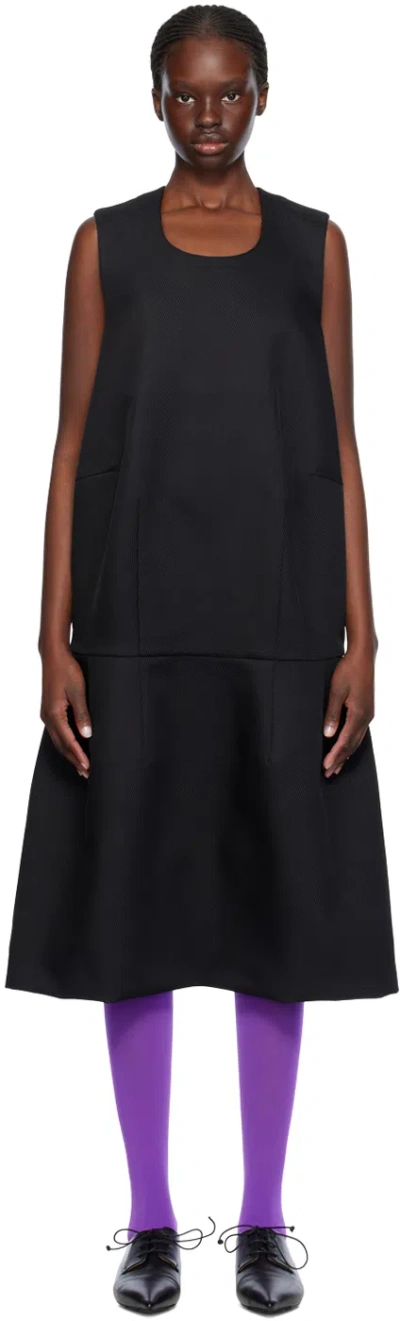 Comme Des Garçons Black Seam Pocket Midi Dress In 1 Black