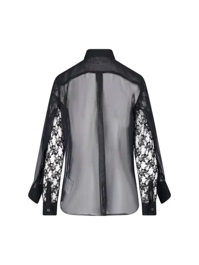 Comme Des Garçons Black Sheer Lace Button-down Blouse