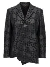 Comme Des Garçons Floral Embroidered Asymmetric Faux Leather Jacket In Black