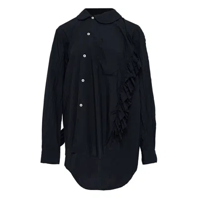 Comme Des Garcons Black Spun Broad Asymmetric Ruffle Shirt In Black