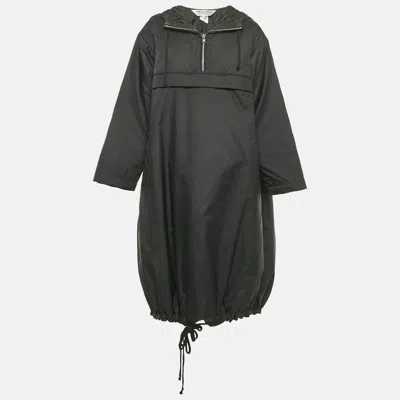 Pre-owned Comme Des Garçons Black Synthetic Hooded Long Jacket M