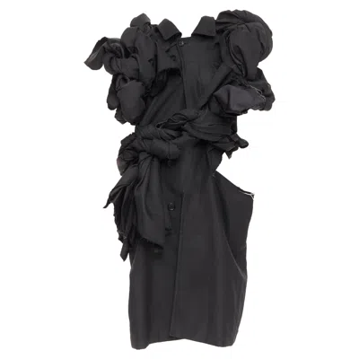 Pre-owned Comme Des Garçons Comme Des Garcons Black Textured 3d Multi Knots Cut Out Coat