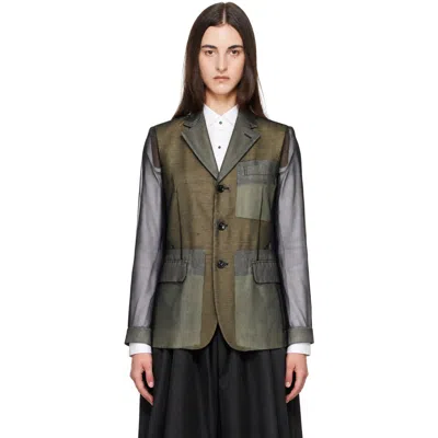 Comme Des Garçons Black Thin Georgette Blazer In Multi