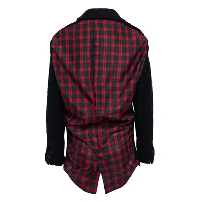Comme Des Garcons Black Thin Serge × Polyester Check Jacket In Red