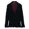 Comme Des Garcons Black Thin Serge × Polyester Check Jacket In Red