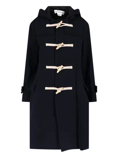 Comme Des Garçons Black Toggle Hooded Duffle Jacket In Multi
