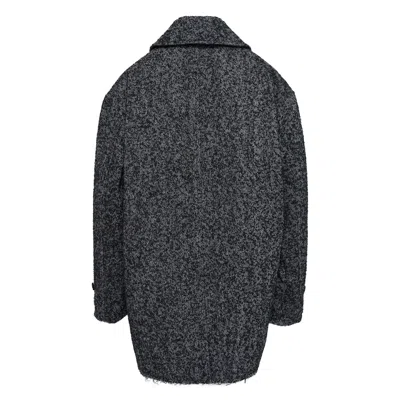 Comme Des Garcons Black Tweed Herringbone Double-breasted Coat In Gray