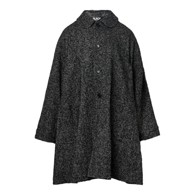 Comme Des Garcons Black Tweed Herringbone Round Collar Coat In Gray