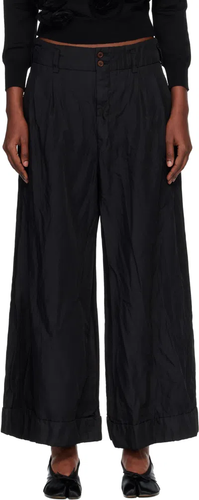 Comme Des Garçons Black Twill Garment Dyed Trousers