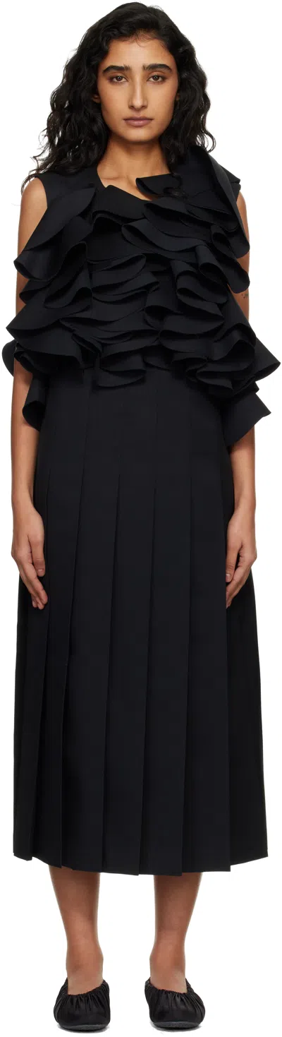 Comme Des Garçons Black Twill Midi Dress