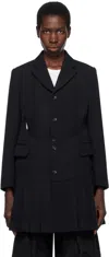 Comme Des Garçons Black Wool Gabardine Medium Blazer In Black