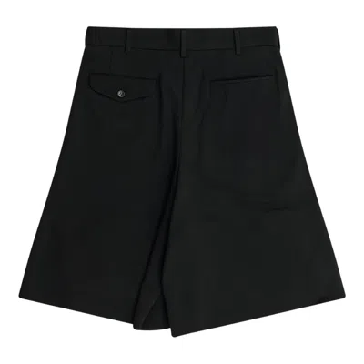 Comme Des Garcons Black Wool Gabardine Shorts In Black