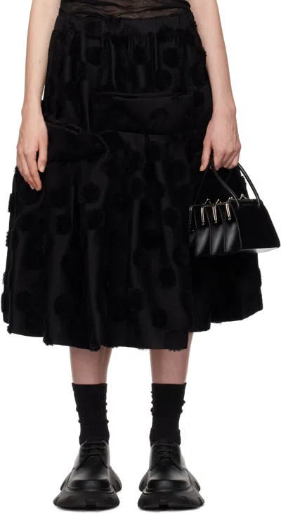 Comme Des Garçons Black Wool Jacquard Midi Skirt In 1 Black