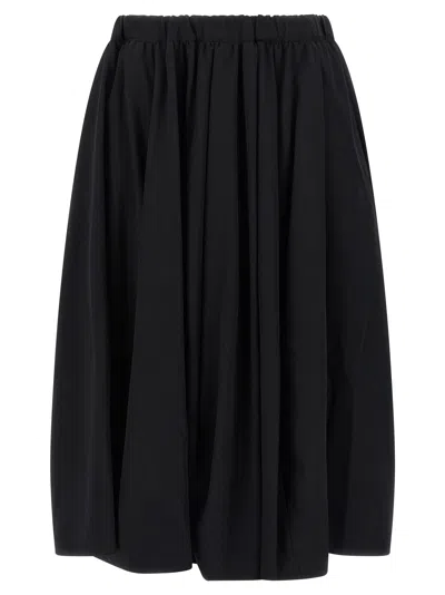 Comme Des Garçons Maxi Wool Skirt With Pleated Wheel Silhouette In Black
