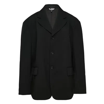 Comme Des Garcons Black Wool Separated Notch Lapel Overcoat