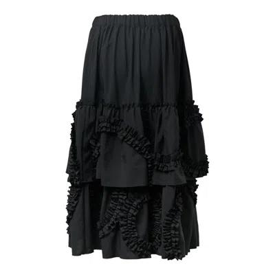 Comme Des Garcons Black Wool Tropical Ruffle Skirt In Black