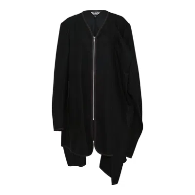 Comme Des Garcons Black Wool/nylon Flannel Zipper Cape In Black